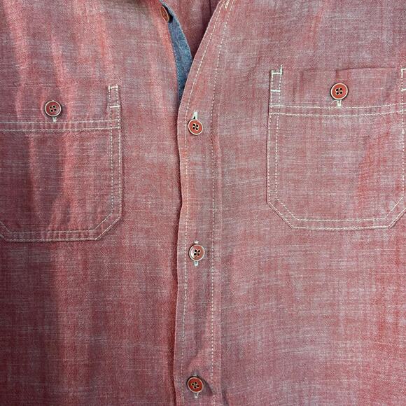 Weatherproof Vintage Men's Shirt SZ L Button Down Variegated Red Long Sleeve - Picture 3 of 9